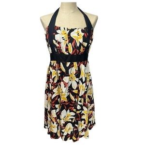 Moulinette Soeurs Black Floral Lily Silk Halter Dress 10